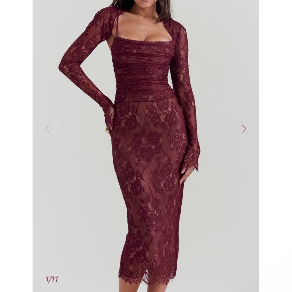 Lace Corset Midi Dress with Lace Shaw